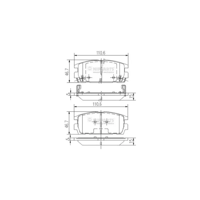 Jeu de 4 plaquettes de frein arrière NIPPARTS J3610511