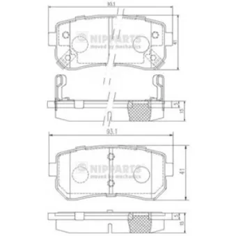 Jeu de 4 plaquettes de frein arrière NIPPARTS J3610512