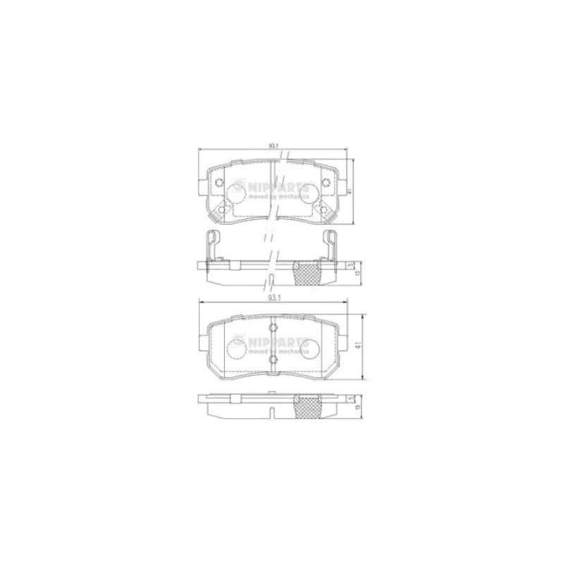 Jeu de 4 plaquettes de frein arrière NIPPARTS J3610512