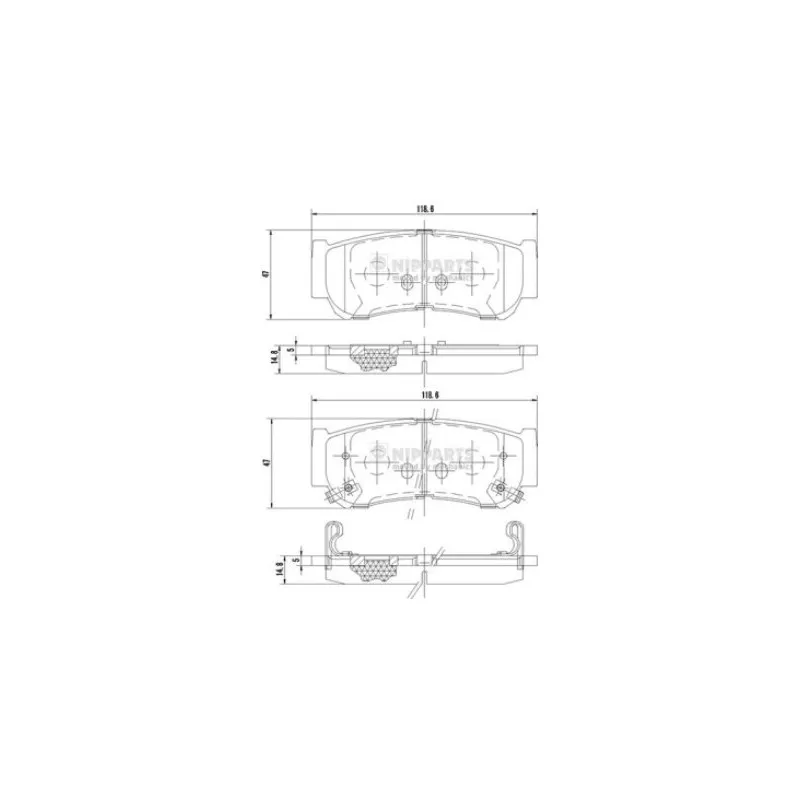 Jeu de 4 plaquettes de frein arrière NIPPARTS J3610517