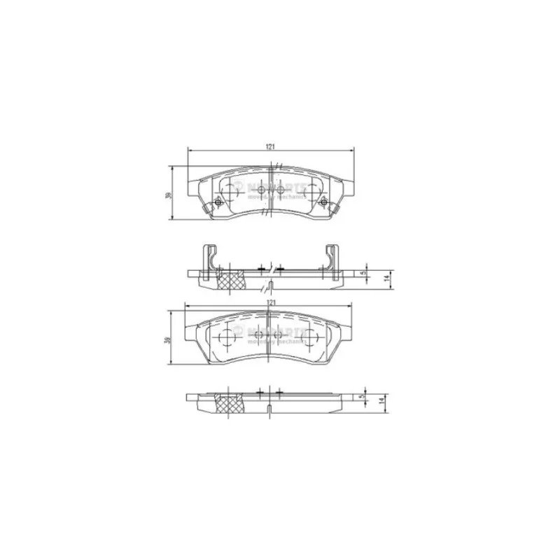 Jeu de 4 plaquettes de frein arrière NIPPARTS J3610904