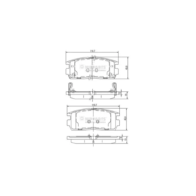Jeu de 4 plaquettes de frein arrière NIPPARTS J3610905