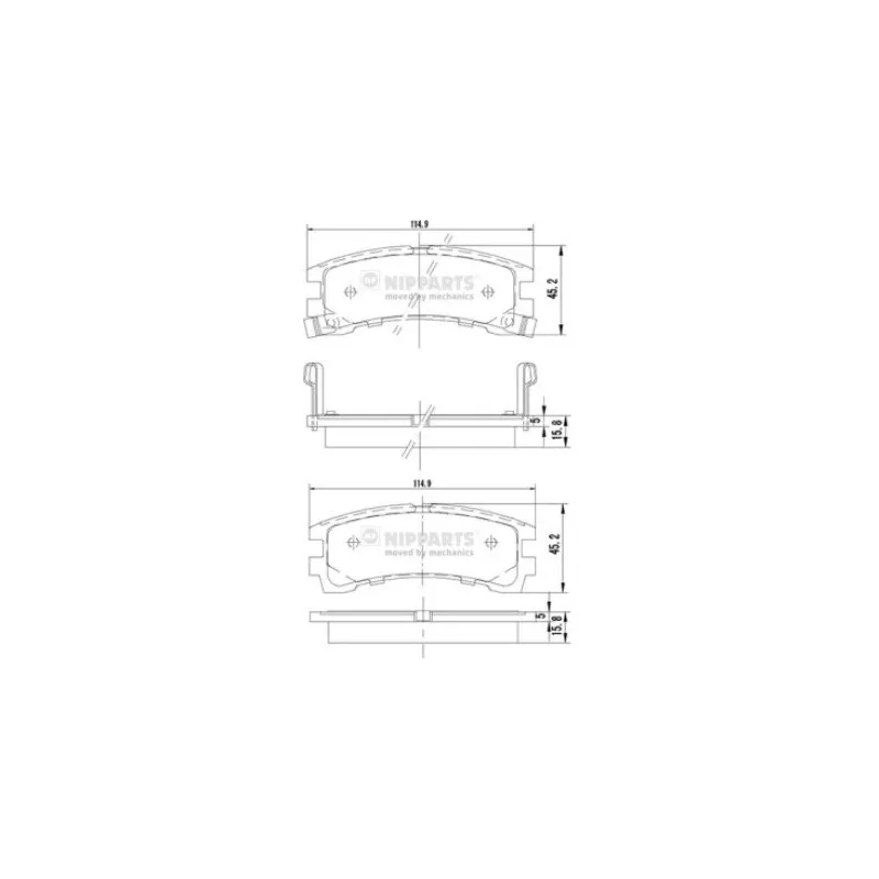 Jeu de 4 plaquettes de frein arrière NIPPARTS J3611028