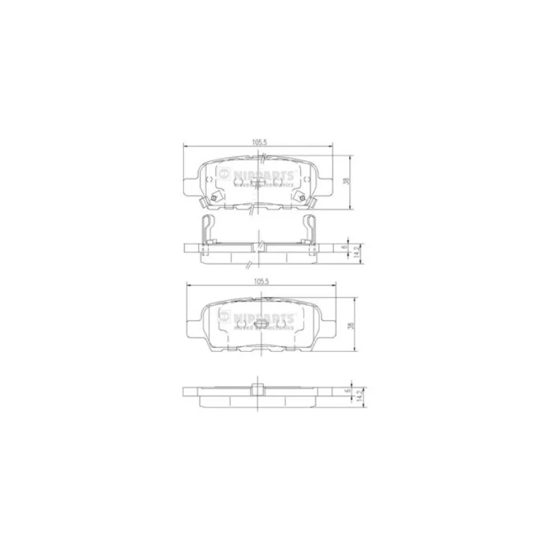Jeu de 4 plaquettes de frein arrière NIPPARTS J3611044