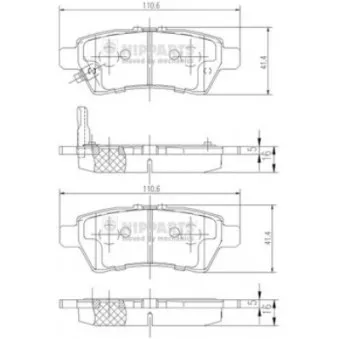 Jeu de 4 plaquettes de frein arrière NIPPARTS J3611050