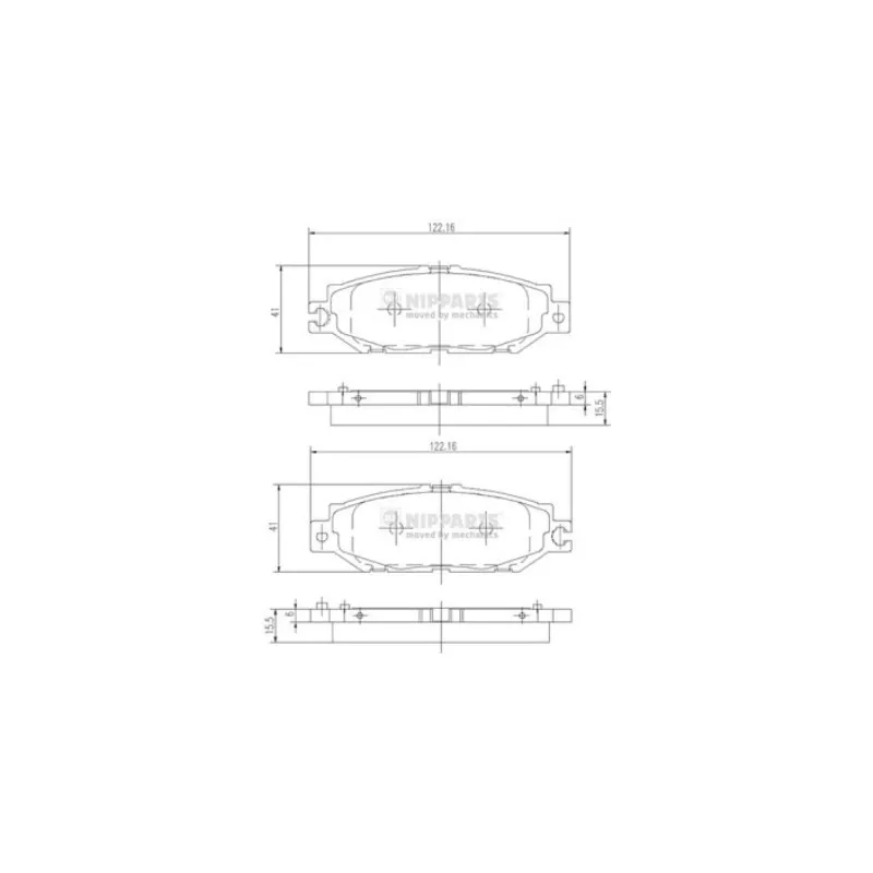 Jeu de 4 plaquettes de frein arrière NIPPARTS J3612014
