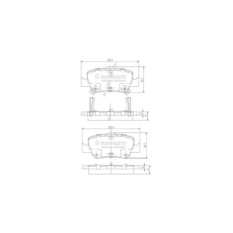 Jeu de 4 plaquettes de frein arrière NIPPARTS J3612033