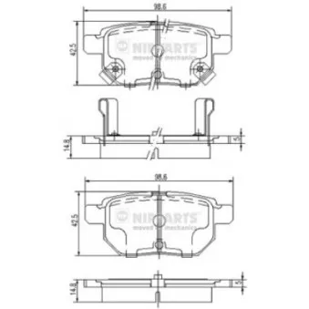 Jeu de 4 plaquettes de frein arrière NIPPARTS J3612034