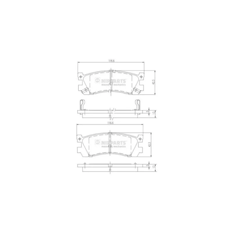 Jeu de 4 plaquettes de frein arrière NIPPARTS J3613005