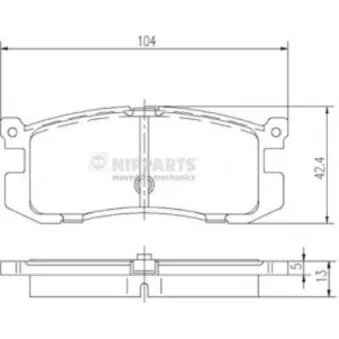 Jeu de 4 plaquettes de frein arrière NIPPARTS J3613006