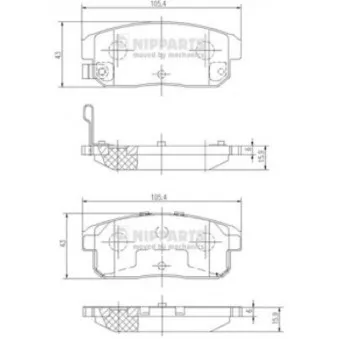 Jeu de 4 plaquettes de frein arrière NIPPARTS J3613018