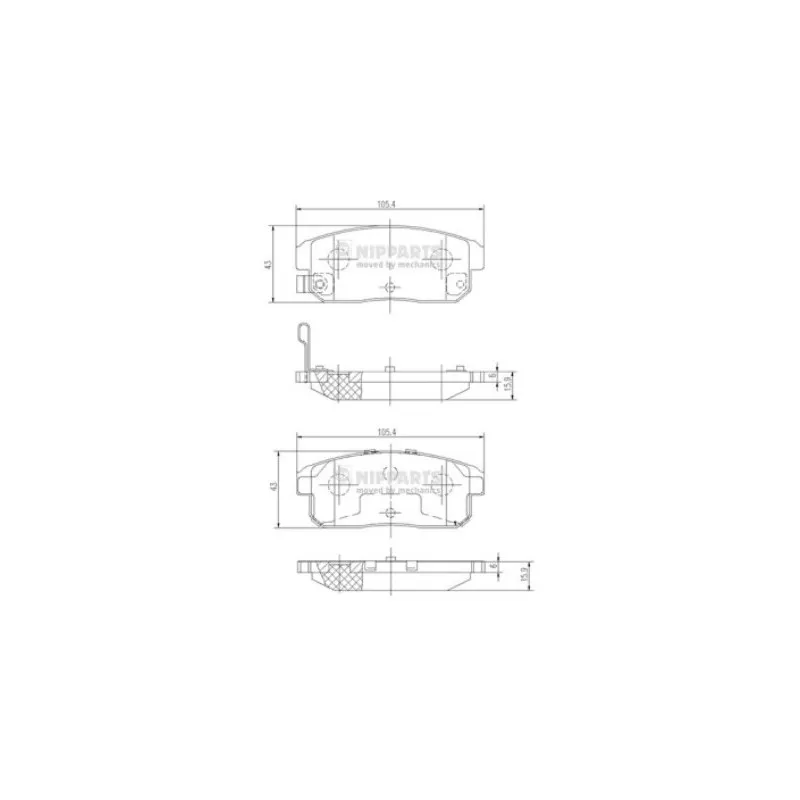 Jeu de 4 plaquettes de frein arrière NIPPARTS J3613018