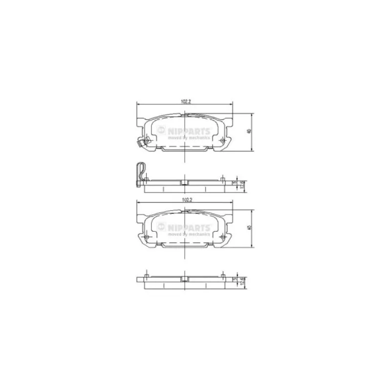 Jeu de 4 plaquettes de frein arrière NIPPARTS J3613020