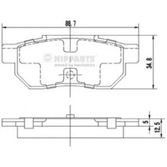 Jeu de 4 plaquettes de frein arrière NIPPARTS J3614002