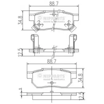 Jeu de 4 plaquettes de frein arrière NIPPARTS J3614004