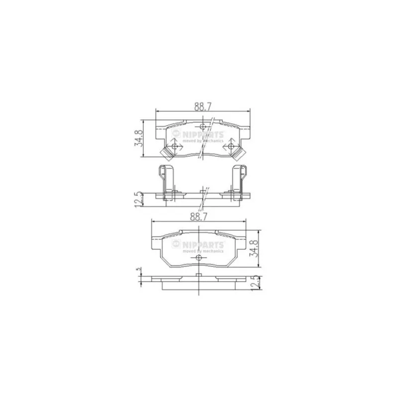 Jeu de 4 plaquettes de frein arrière NIPPARTS J3614004