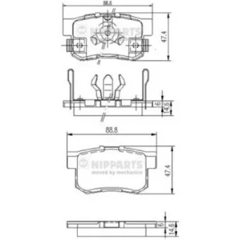 Jeu de 4 plaquettes de frein arrière NIPPARTS J3614017