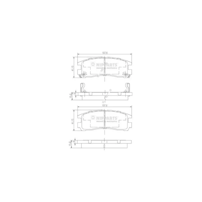 Jeu de 4 plaquettes de frein arrière NIPPARTS J3615003