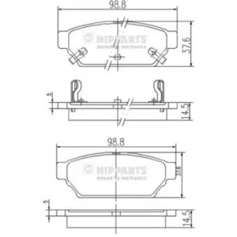 Jeu de 4 plaquettes de frein arrière NIPPARTS J3615004