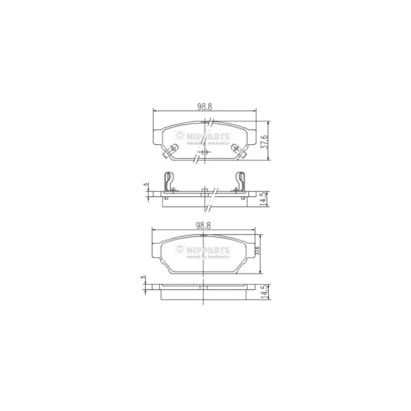 Jeu de 4 plaquettes de frein arrière NIPPARTS J3615004