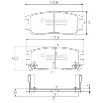 Jeu de 4 plaquettes de frein arrière NIPPARTS J3615005