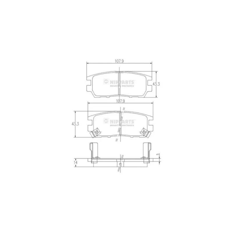 Jeu de 4 plaquettes de frein arrière NIPPARTS J3615005