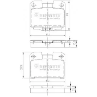 Jeu de 4 plaquettes de frein arrière NIPPARTS J3615006