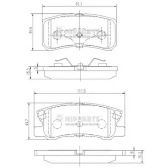 Jeu de 4 plaquettes de frein arrière NIPPARTS J3615010