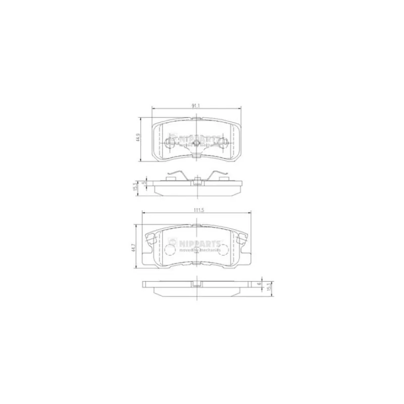 Jeu de 4 plaquettes de frein arrière NIPPARTS J3615010