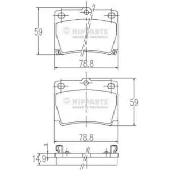 Jeu de 4 plaquettes de frein arrière NIPPARTS J3615011