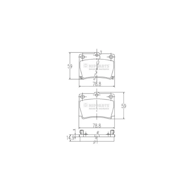 Jeu de 4 plaquettes de frein arrière NIPPARTS J3615011
