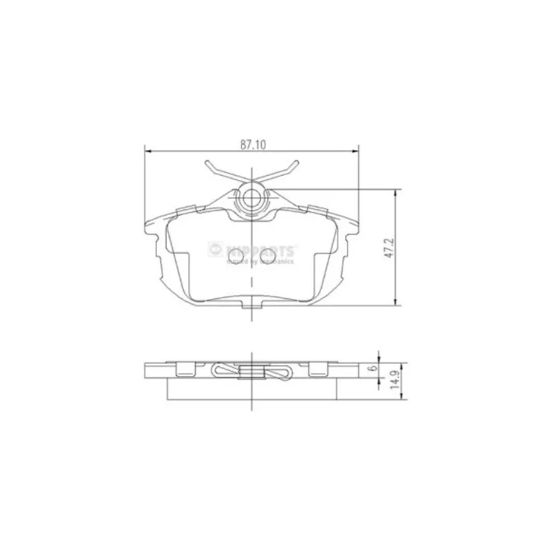 Jeu de 4 plaquettes de frein arrière NIPPARTS J3615012