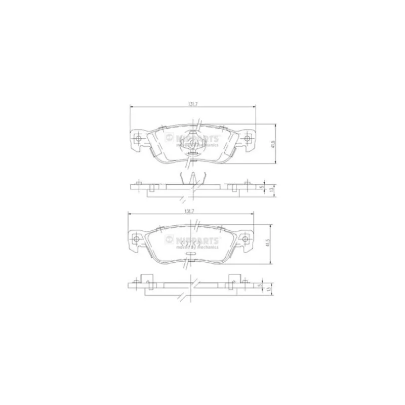 Jeu de 4 plaquettes de frein arrière NIPPARTS J3619000