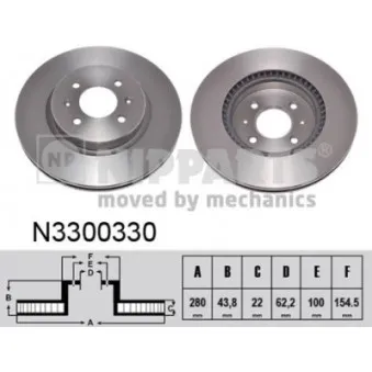 Jeu de 2 disques de frein avant NIPPARTS N3300330