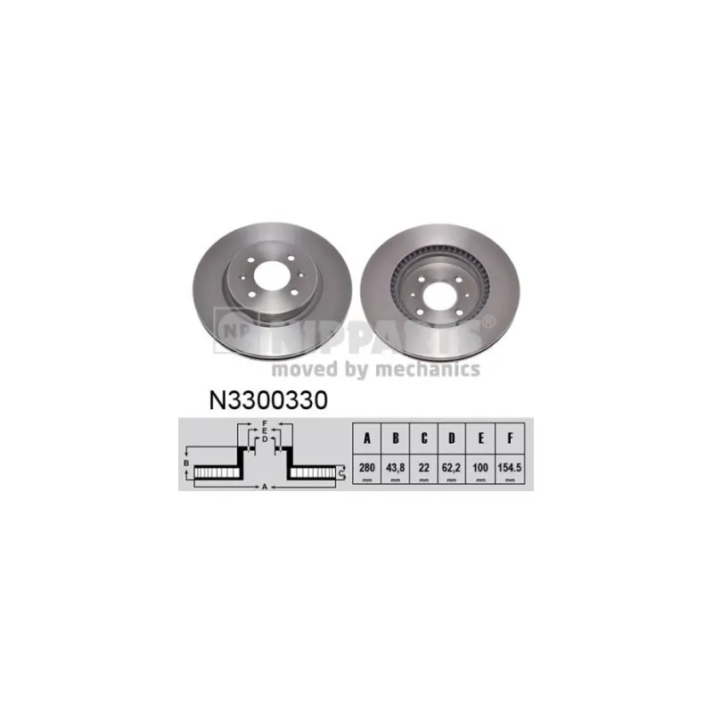 Jeu de 2 disques de frein avant NIPPARTS N3300330