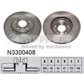 Jeu de 2 disques de frein avant NIPPARTS N3300408