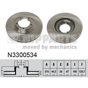 Jeu de 2 disques de frein avant NIPPARTS N3300534