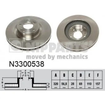 Jeu de 2 disques de frein avant NIPPARTS N3300538