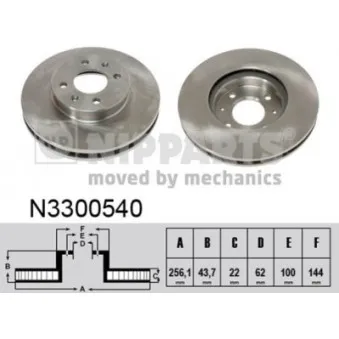Jeu de 2 disques de frein avant NIPPARTS N3300540
