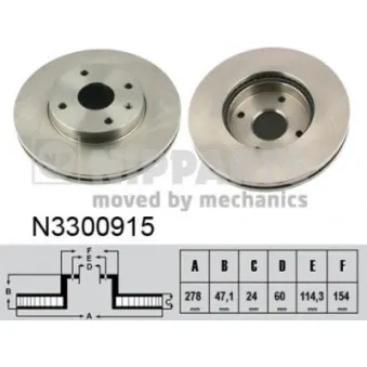 Jeu de 2 disques de frein avant NIPPARTS N3300915