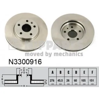 Jeu de 2 disques de frein avant NIPPARTS N3300916