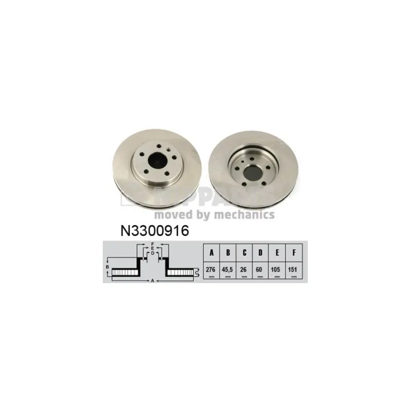 Jeu de 2 disques de frein avant NIPPARTS N3300916