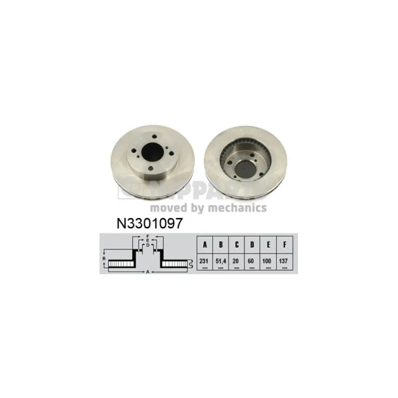 Jeu de 2 disques de frein avant NIPPARTS N3301097