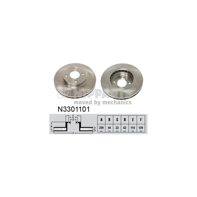 Jeu de 2 disques de frein avant NIPPARTS N3301101