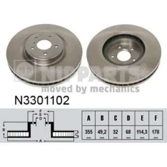 Jeu de 2 disques de frein avant NIPPARTS N3301102