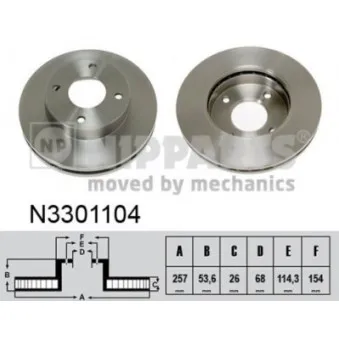Jeu de 2 disques de frein avant NIPPARTS N3301104