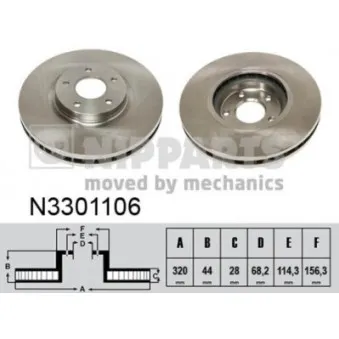 Jeu de 2 disques de frein avant NIPPARTS N3301106