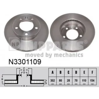 Jeu de 2 disques de frein avant NIPPARTS N3301109