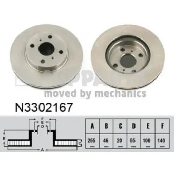 Jeu de 2 disques de frein avant NIPPARTS N3302167
