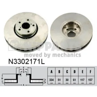 Disque de frein avant gauche NIPPARTS N3302171L